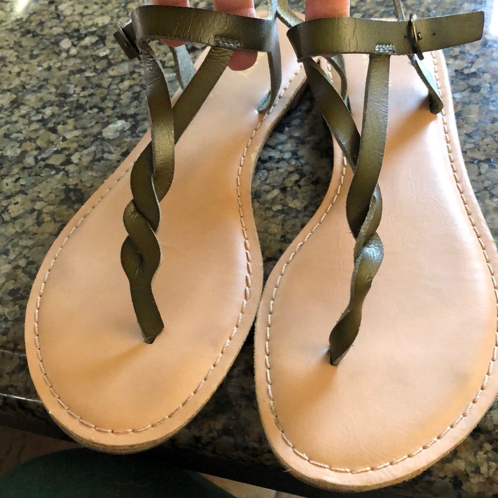 Green Braided Sandals worn once!
